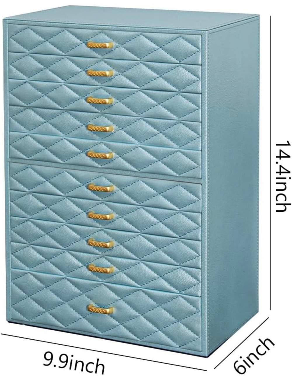Extra Large Jewelry Box Organizer with 10 Drawers Premium Faux Leather Storage - Picture 7 of 7